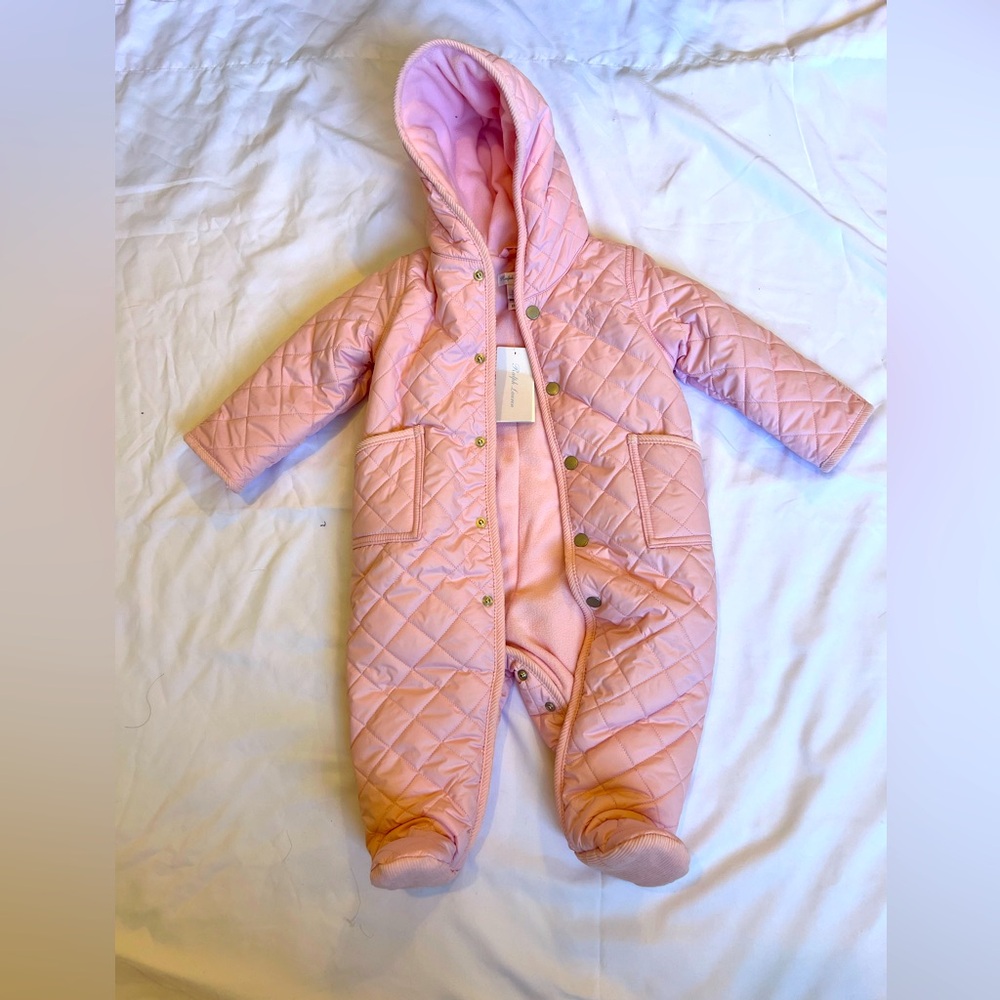Ralph Lauren classic pink baby girl winter onesie